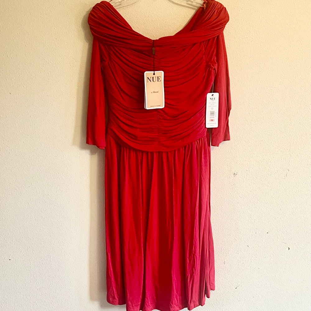 Nue by Shani NWT Red 3/4 Sleeve Dress Size 10 $230 Retail